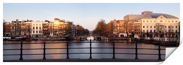 Amstel River and Architecture Amsterdam Netherlands Sunset Print by Sonny Ryse
