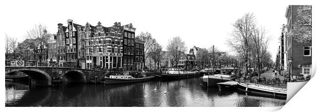 Brouwersgracht Canal Amsterdam Netherlands black and white Print by Sonny Ryse