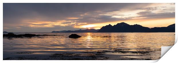 Calm waters Midnight Sun Vesteralen Islands Norway Print by Sonny Ryse