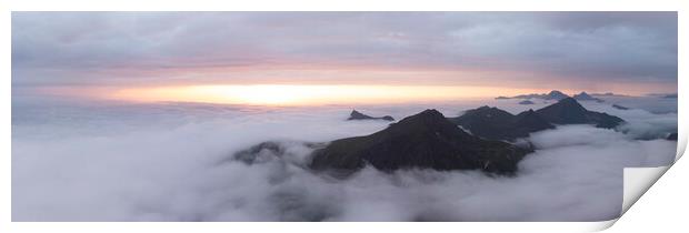 Flakstadoya Lofoten Islands Cloud inversion midnight sun Print by Sonny Ryse