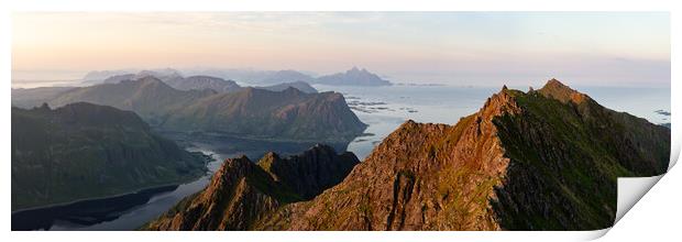 Justadtinden fjell mountian Vestvagoya Lofoten Islands Print by Sonny Ryse