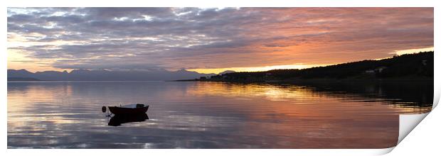 Lofoten islands midnight sun boat Print by Sonny Ryse