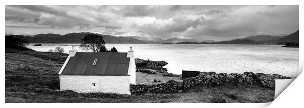 Loch Torridon Cottage Black and white scottish highlands Print by Sonny Ryse