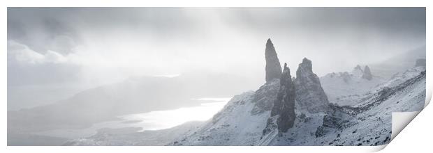 Old Man of Storr in winter snow Isle of Skye Scotland 2 Print by Sonny Ryse
