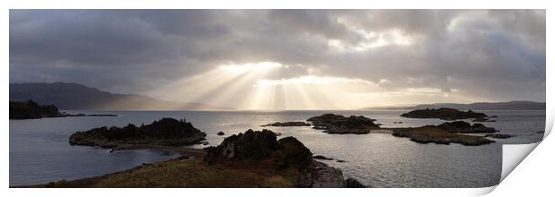 Sandaig Islands and bay sound of sleat Loch Hourn Scotland Panorama Print by Sonny Ryse
