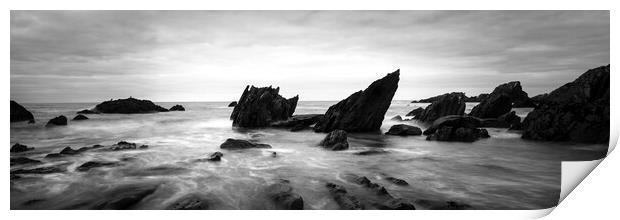 Ayrmer Cove South Hams Devon south west coast path black and white 3 Print by Sonny Ryse