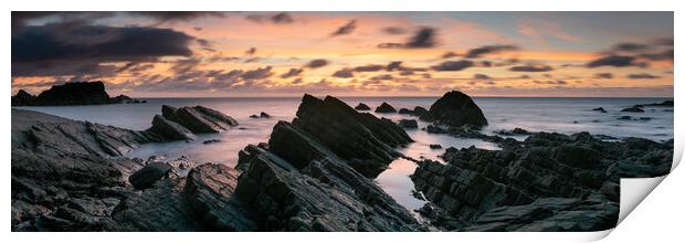 Hartland Quay North Devon south west coast path sunset Print by Sonny Ryse