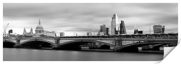 Blackfriars Brige and St Pauls Cathedral London City Skyline Black and White Print by Sonny Ryse