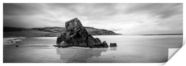Garry beach Sea Stack North Tolsta Isle of Lewis Outer Hebrides black and white Print by Sonny Ryse