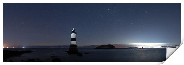 Penmon Lighthouse Anglesey Wales Stars at night Print by Sonny Ryse