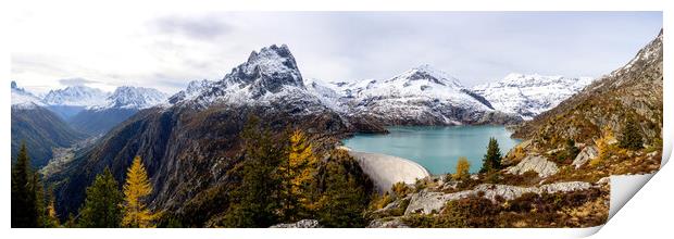 Lac d'Emosson Switzerland in Autumn Print by Sonny Ryse