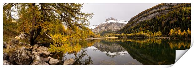 Lac de Derborence in autumn Switzerland Print by Sonny Ryse