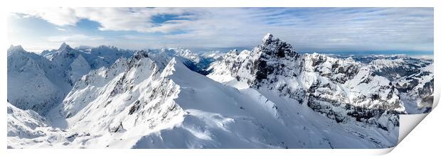 Titlis mountain Engelberg Uri Alps Switzerland aerial Print by Sonny Ryse
