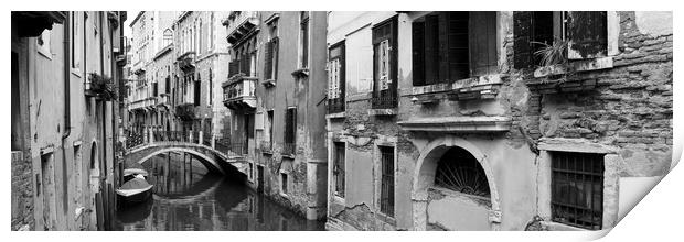 Venezia Venice Canal Italy Black and white Print by Sonny Ryse