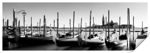Venezia Venice Gondolas Italy Black and white Print by Sonny Ryse