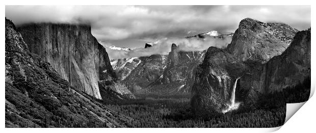 Tunnel View Yosemite National Park Black and White Print by Sonny Ryse