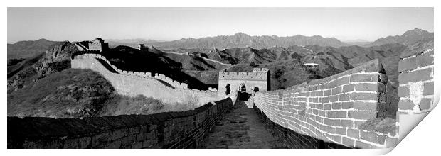 Jinshanling Great Wall of China Black and White Print by Sonny Ryse