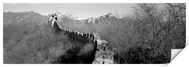 Mutianyu Great wall of China Black and white Print by Sonny Ryse