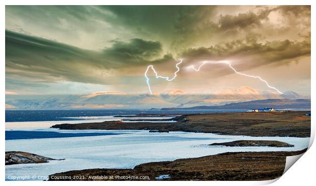 Lightning Storm over Husavik, Iceland Print by Wall Art by Craig Cusins