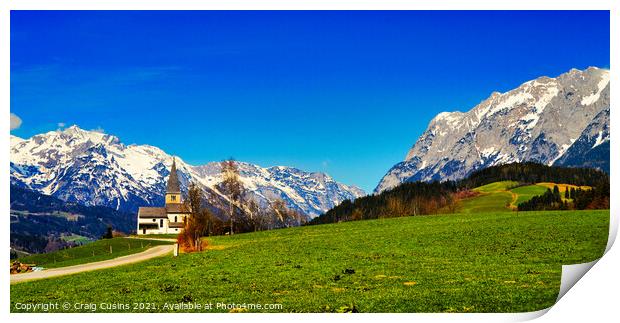 Church in Salzburg Mountains, OberWinkl Bischofshofen church Print by Wall Art by Craig Cusins