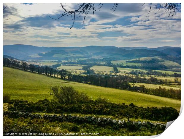 Pebbles Valley, Borders Print by Wall Art by Craig Cusins