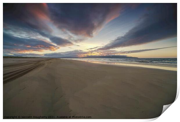 Sunset, Downhill Beach, County Derry, Northern Ire Print by kenneth Dougherty