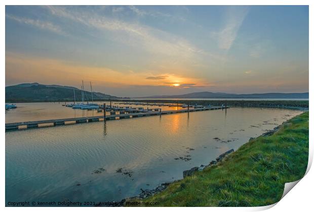 Sunset at Fahan Marina, Donegal, Ireland. Print by kenneth Dougherty
