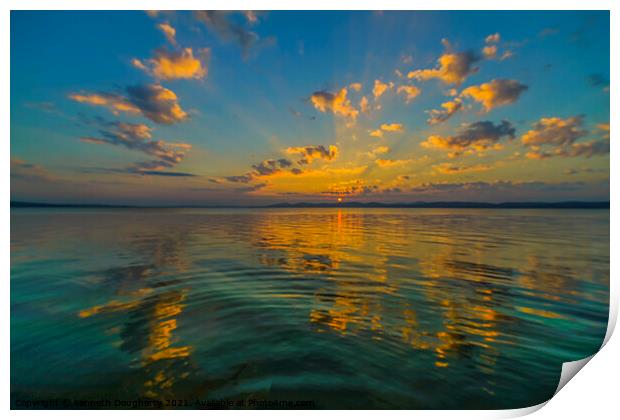 Sunset on Lough Foyle, Northern Ireland. Print by kenneth Dougherty