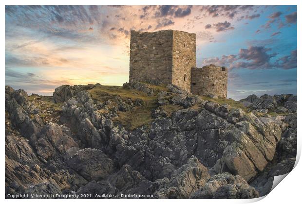 Carrickabraghy castle O`Doherty Print by kenneth Dougherty