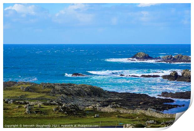 Waves at Malin head Print by kenneth Dougherty