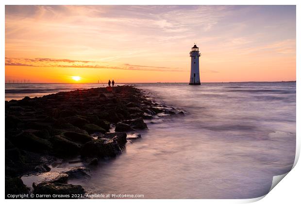 Sunset at perch rock Print by Darren Greaves