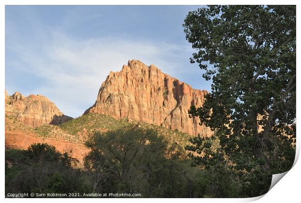 Sunlit Rocks, Zion National Park Print by Sam Robinson