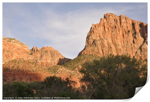 Sunset on Rocks, Zion National Park Print by Sam Robinson