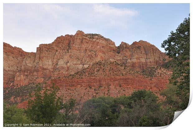 Red Rock Cliffs Zion National Park Print by Sam Robinson