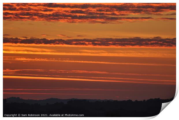Orange Striped Sunset Print by Sam Robinson
