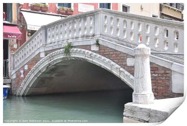 Venetian Bridge Print by Sam Robinson