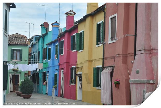 Burano Street Scene Print by Sam Robinson