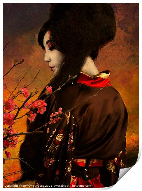 Geisha with Quince Print by Jeffrey Burgess