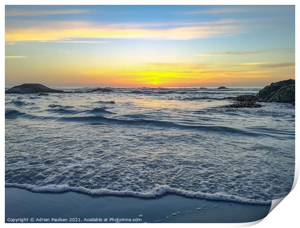 Sunset over Noordhoek Beach  Print by Adrian Paulsen