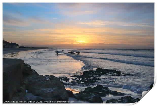 Sunrise at Surfers Corner in Cape Town  Print by Adrian Paulsen