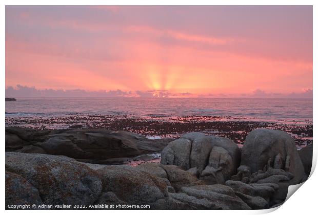 Sunset at Camps Bay Beach Print by Adrian Paulsen