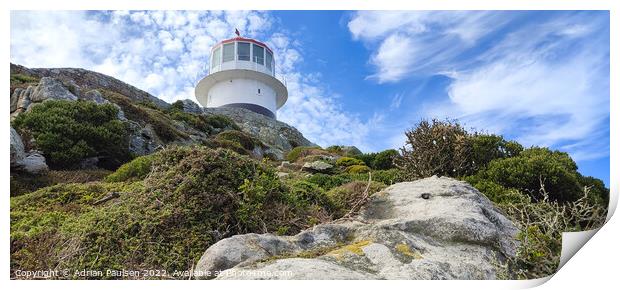 Lighthouse on cliff Print by Adrian Paulsen