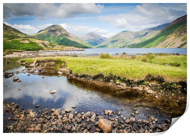 Summer at Lake Wastwater, Cumbria  Print by June Ross