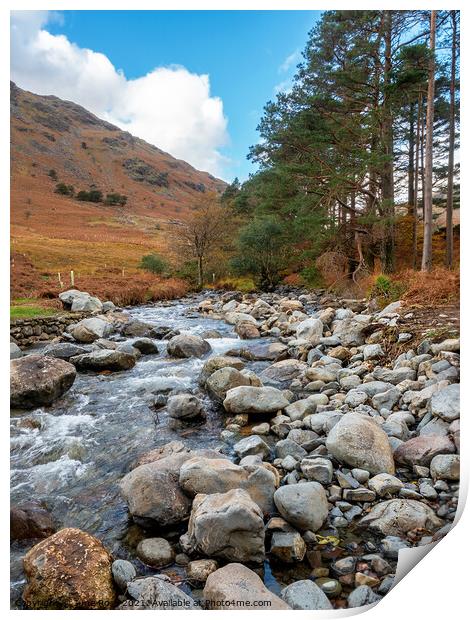 Stream near Wastwater, Lake District Print by June Ross