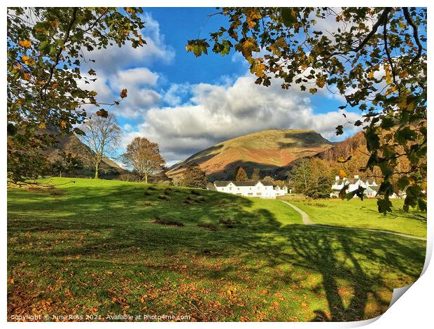 Grasmere Village View Print by June Ross