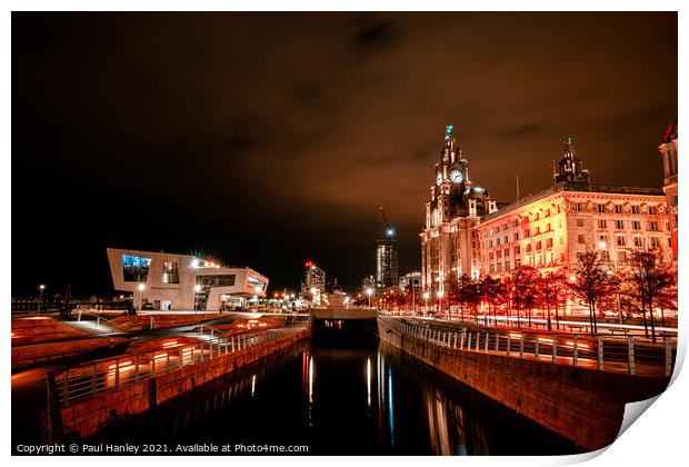 The Liverpool skyline at night Print by Paul Hanley