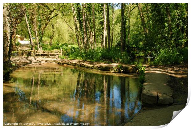 The River Windrush, Kineton North Ford, Cotswolds, Gloucestershire Print by Richard J. Kyte