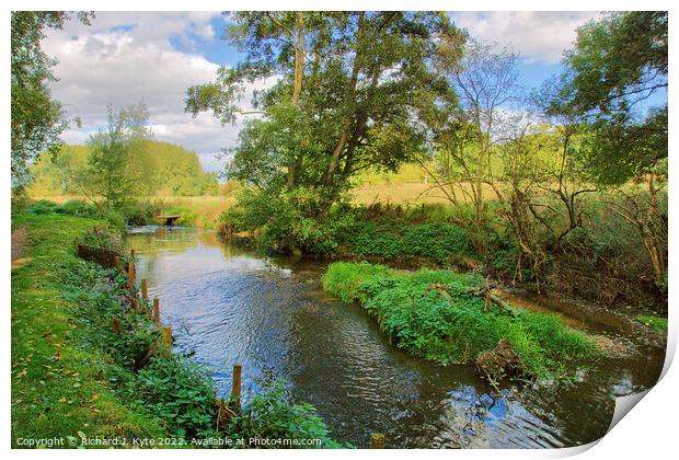River Arrow, Warwickshire, looking north Print by Richard J. Kyte