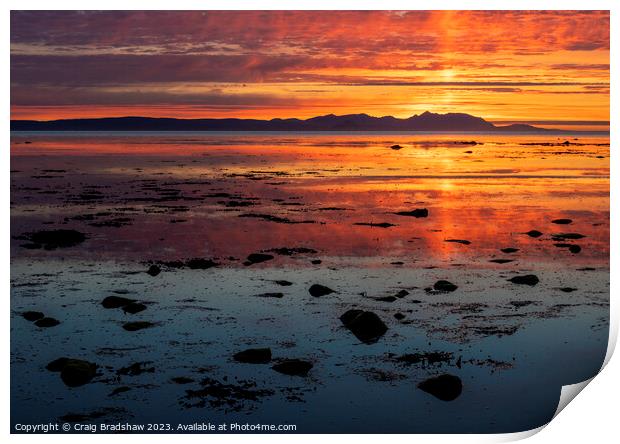 Fiery sunset over the Isle of Arran Print by Epic Sky Media
