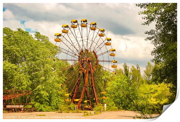 Eerie Abandoned Ferris Wheel Print by Margaret Ryan